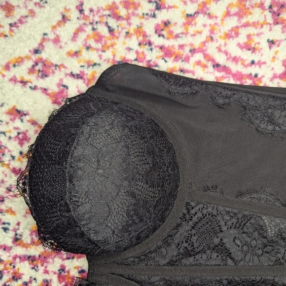 NWT Reo Ria Black Lace Corset Bra size woman's Large - Picture 7 of 8